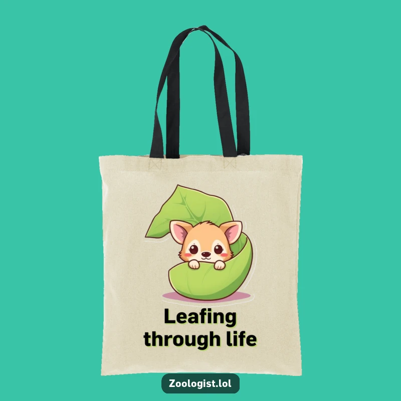 Funny Curious Animal Tote Bag: Peeking Leaf Design, Practical Gift for Outings