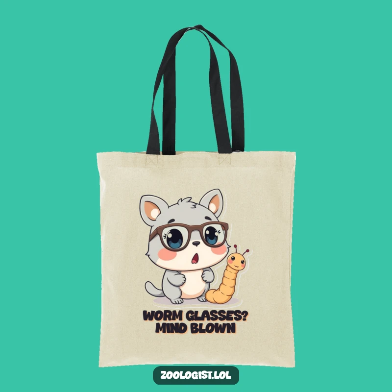 Funny Animal Tote Bag - Surprised by a Worm in Glasses, Stylish & Humorous Carryall